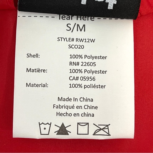 Totes Red Rain Jacket Adjustable Waist Hooded Polyester Size S/M - Picture 6 of 7